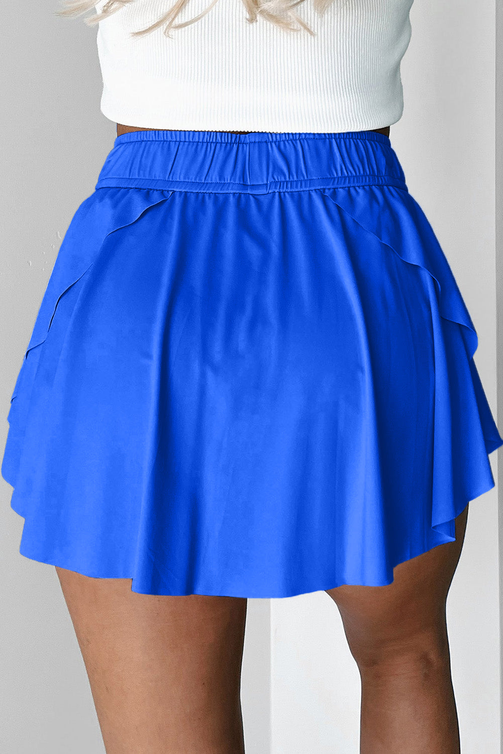 Black Drawstring High Waist Lined Tennis Skorts
