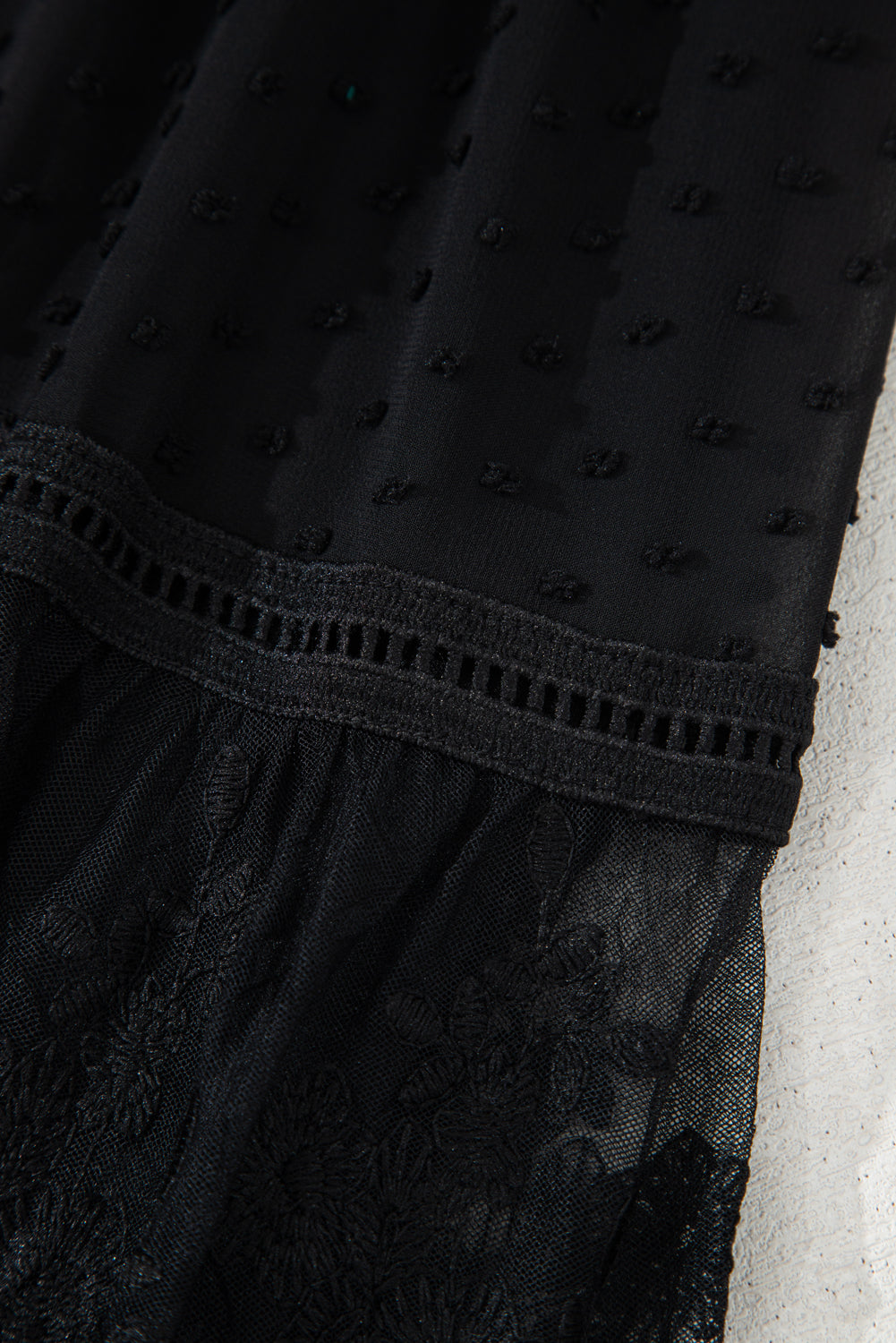 Black Dotty Lace Mesh Flowy Maxi Dress