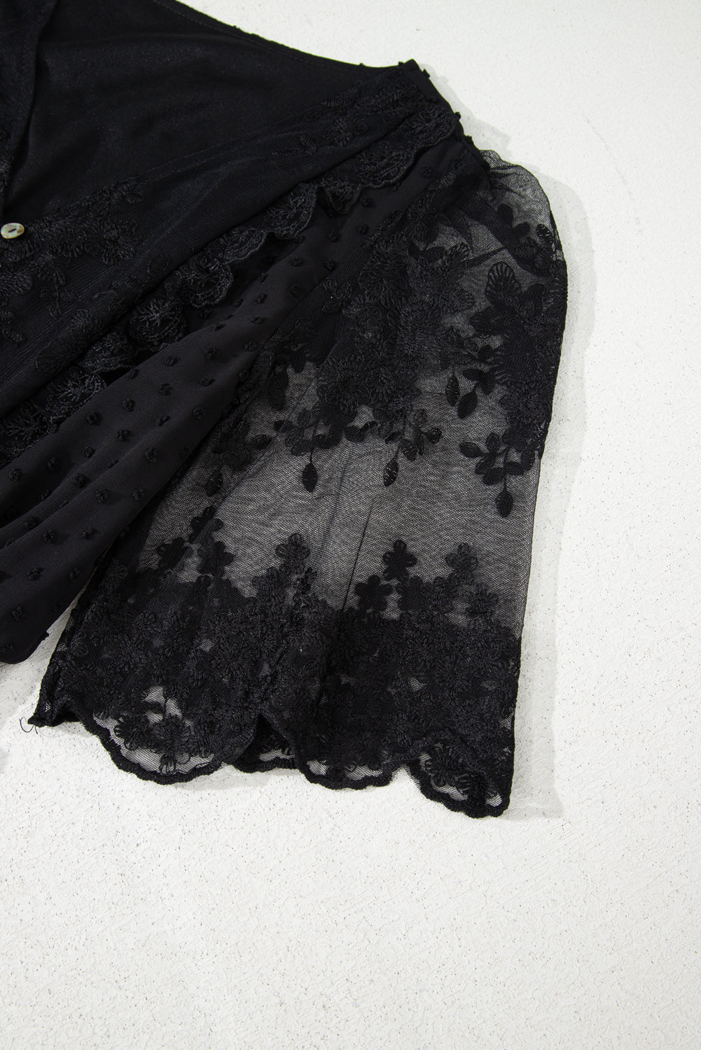 Black Dotty Lace Mesh Flowy Maxi Dress