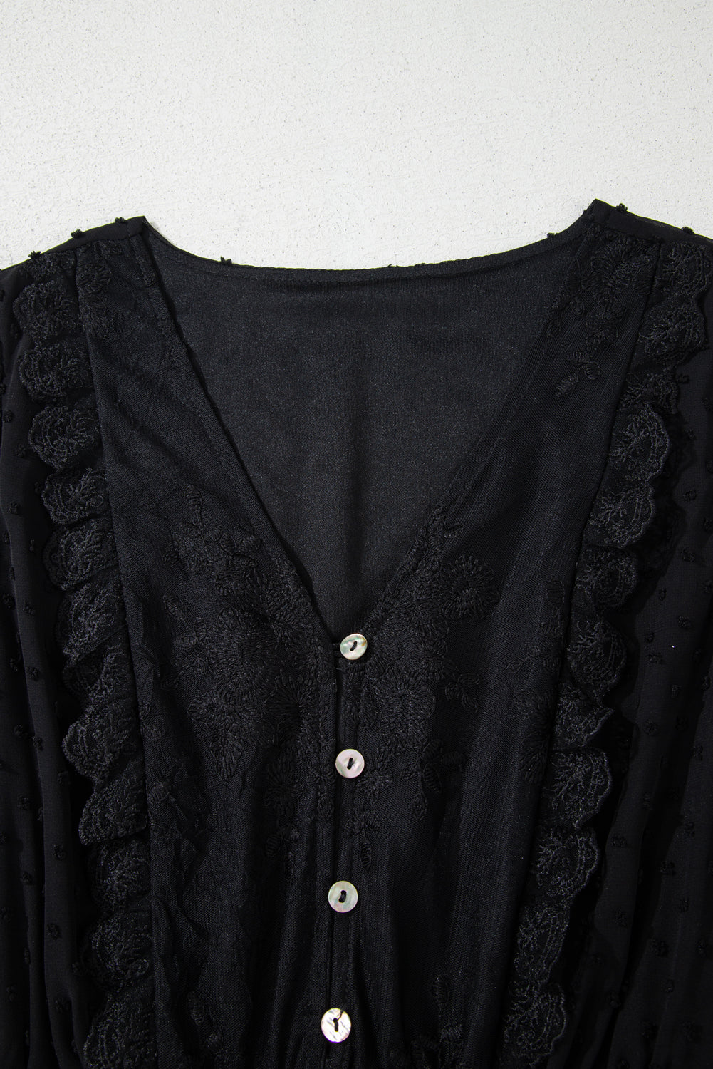 Black Dotty Lace Mesh Flowy Maxi Dress