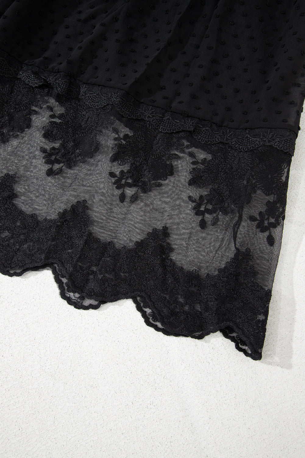 Black Dotty Lace Mesh Flowy Maxi Dress