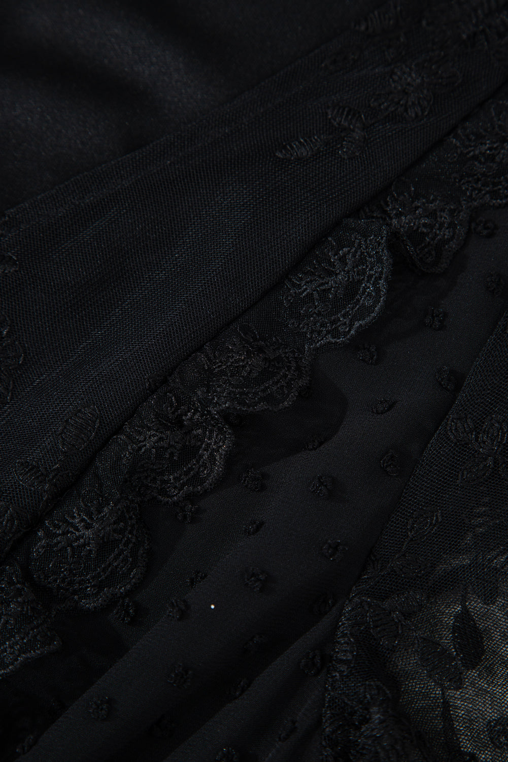 Black Dotty Lace Mesh Flowy Maxi Dress