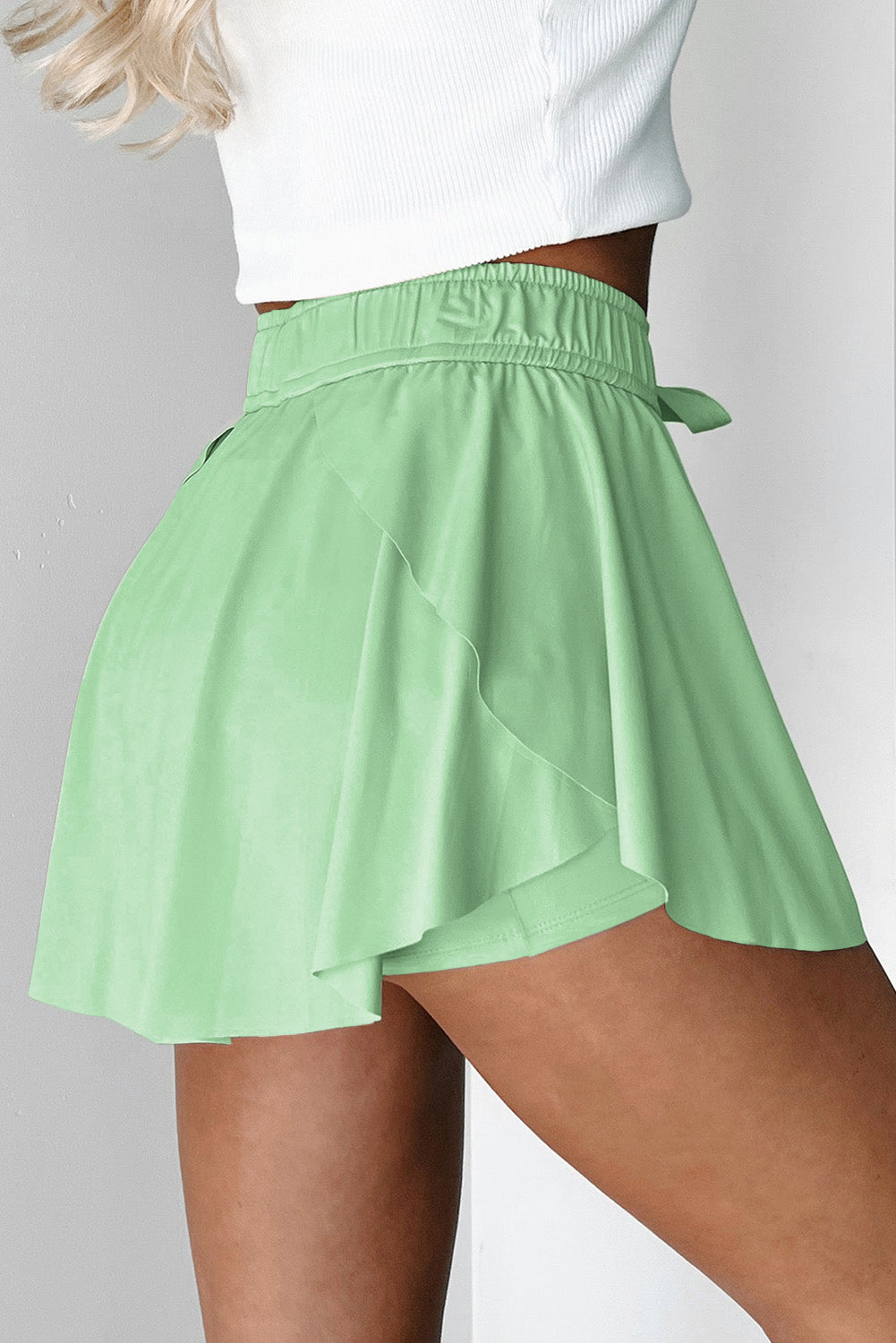 Black Drawstring High Waist Lined Tennis Skorts