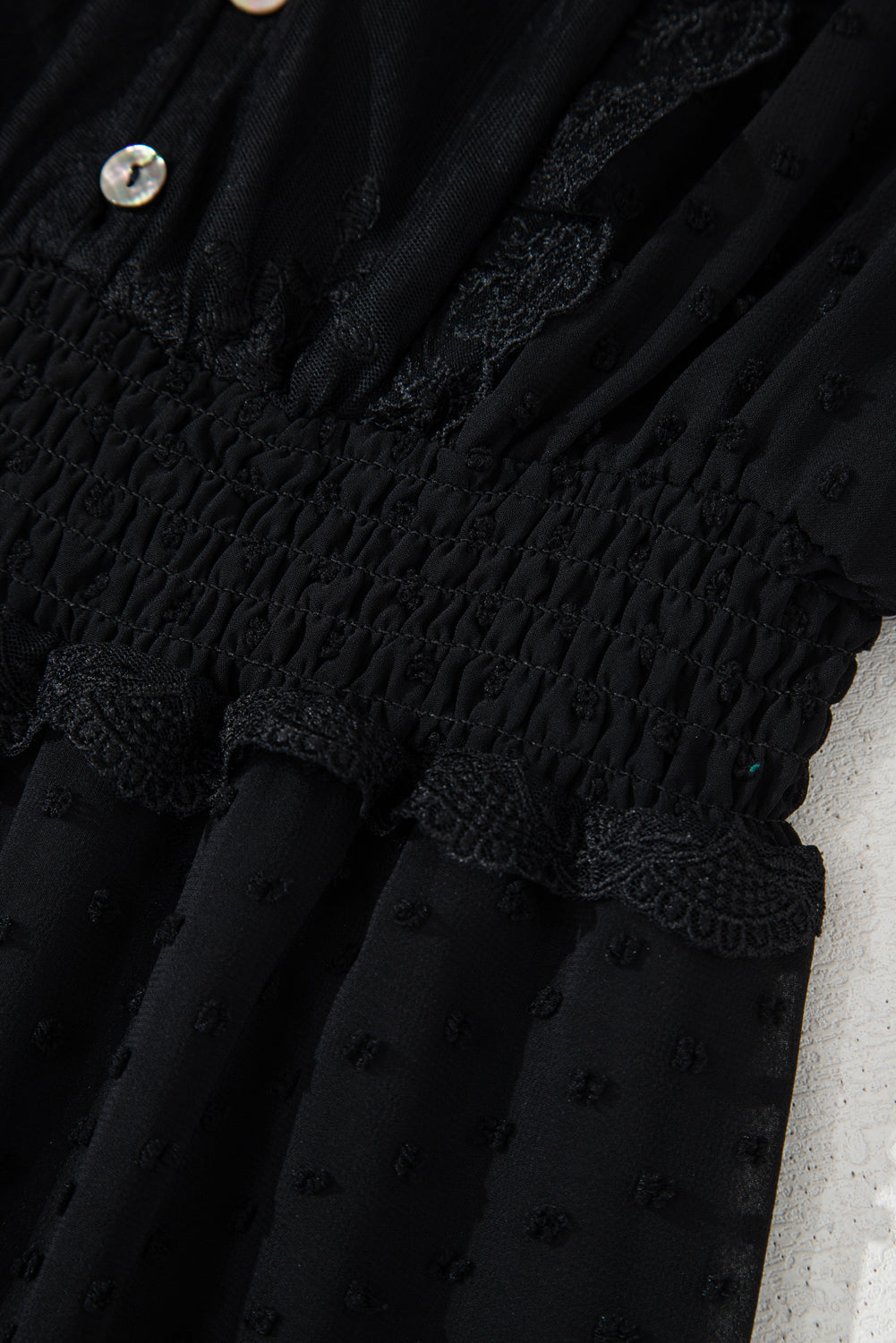 Black Dotty Lace Mesh Flowy Maxi Dress